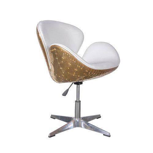 Gauntlet Polished Brass and White Leather Swan Chair