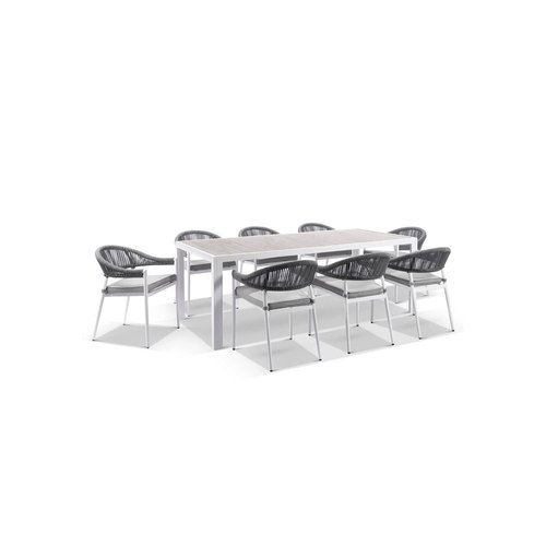 Southport White Aluminium Table with Finley Chairs
