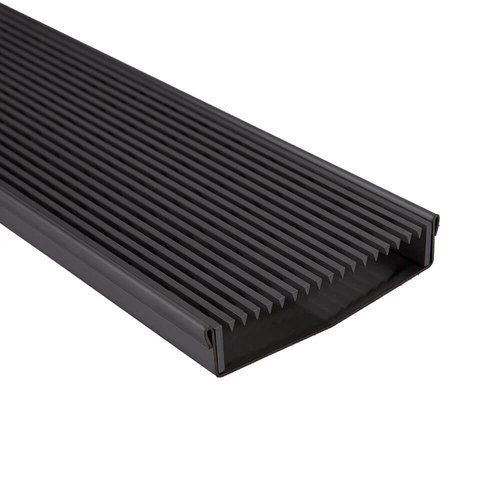 Outdoor Low Profile Linear Grate - Wedge Wire - 120mm - Matte Black - Custom Length and Outlet