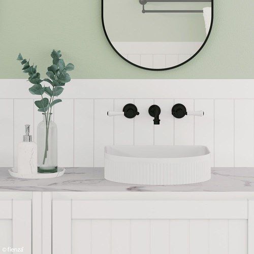 Lillian Lever Basin/Bath Wall Set with Ceramic Handle