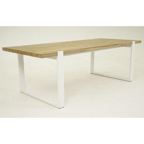 Tulum 2.4m Outdoor Teak & White Aluminium Dining Table