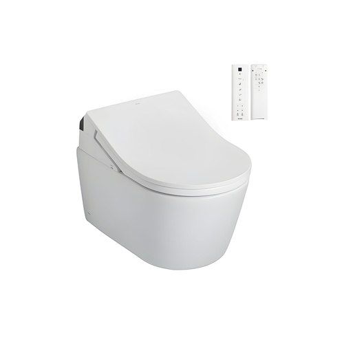 Toto Rx Wall Hung Toilet With Washlet W/ Remote Control Package (D-Shape) Gloss White
