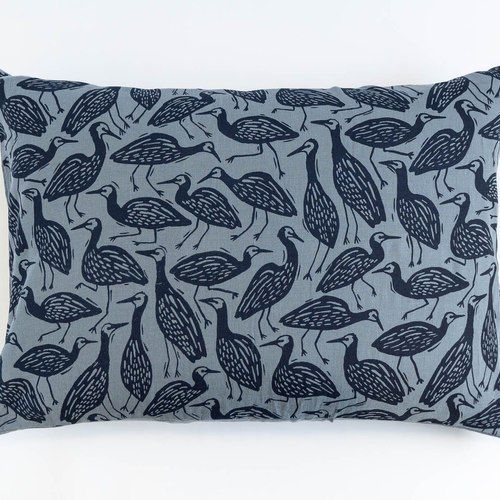 Linen Pillowcase - Heron on Basalt