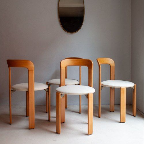 Oak Cushioned Chairs by Bruno Rey for Dietiker
