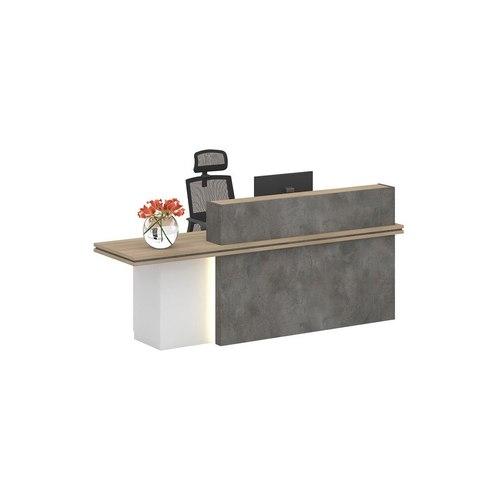 JARIN Reception Desk 2.4M Left Panel - Carbon & White