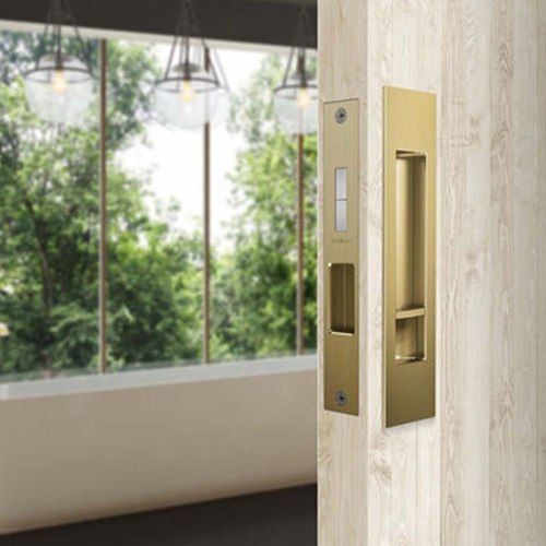 Mardeco 'M' Series Flush Pull Privacy Set Satin Brass for Sliding Doors BRS8004SET