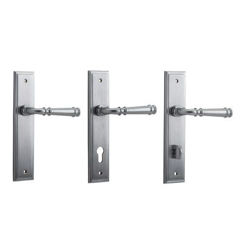 Iver Verona Door Lever on Stepped Backplate Brushed Chrome - Customise to your needs