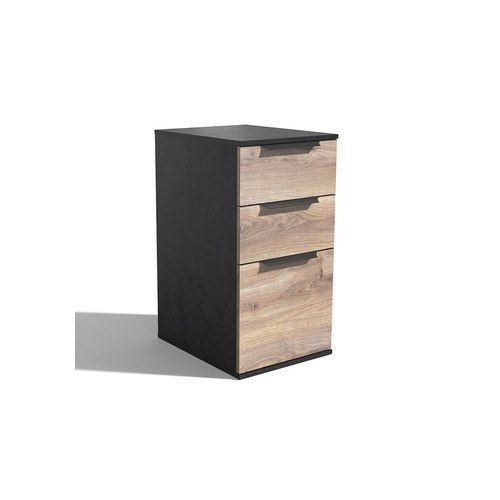 TRIBECA 3 Drawer Filing Cabinet - Warm Oak & Black