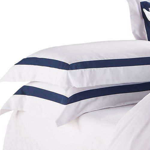 Ava Collection Standard Pillowcase Set - Navy Trim