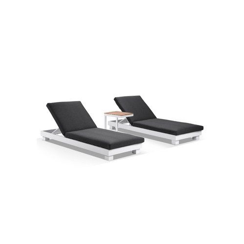 Santorini Aluminium Sun Lounge Set |White & Denim Grey