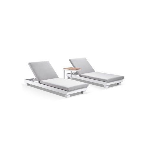 Santorini Aluminium Sun Lounge Set | White & Light Grey