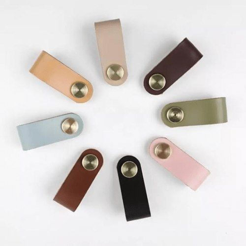 Leather Flat Gold or Silver Stud Pulls
