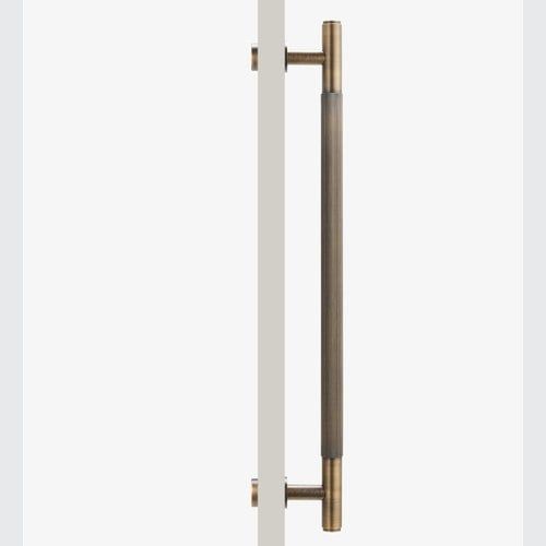 Toorak Linear Knurled Antique Brass Single Door Handle