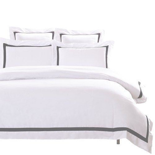 Ava Collection | White Quilt Cover Set - Charcoal Trim