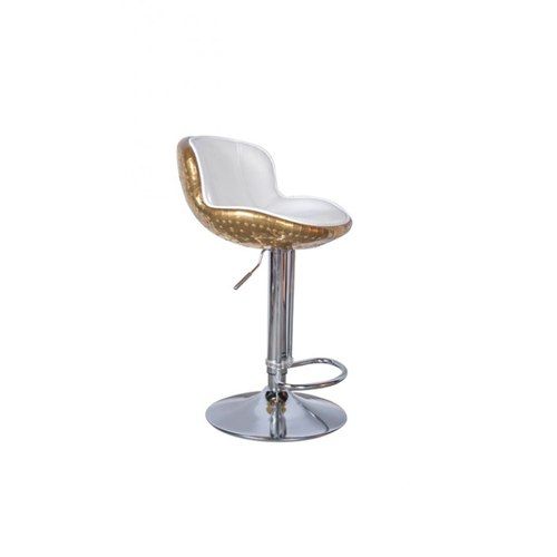 The Baron X2 Polished Brass and White Leather Bar Stool