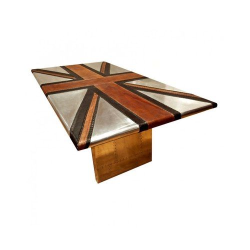 Stealth Aluminium Brown and Black Leather Union Jack Table