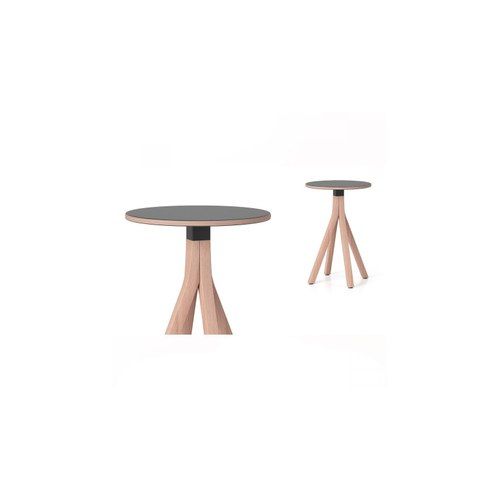 Njord round table 30056613K di40cm black top, RAL9005, frame natural oak
