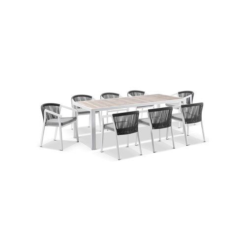 Southport Outdoor Dining Table & 8 Chairs | Frost White