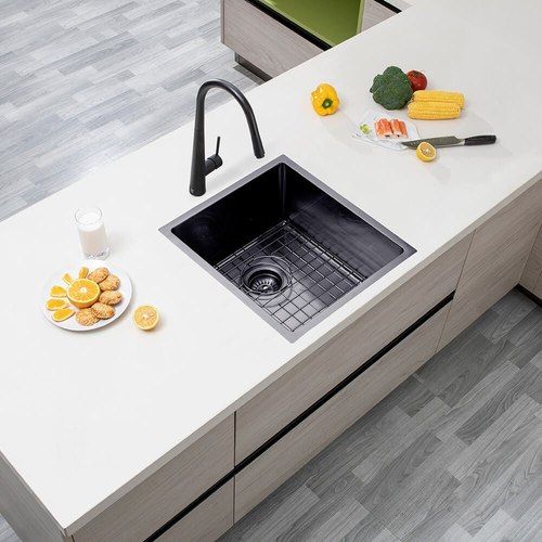 Stainless Steel Kitchen and Laundry Sink - 390mm Single Bowl - Gunmetal Grey