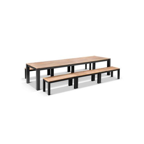 Balmoral Outdoor Teak Charcoal Aluminium Table & Seats