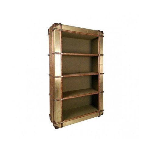 Turbojet Brass, Wood & Canvas Bookshelf