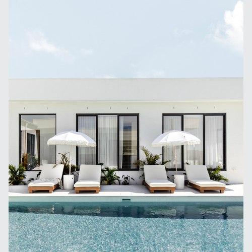 Santorini Aluminium Sun Lounge Set | Cream Cushions