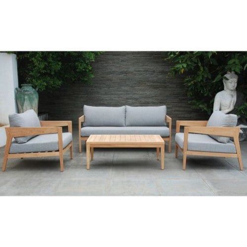 Caledonia Outdoor Lounge & Armchairs with Grey Cushions