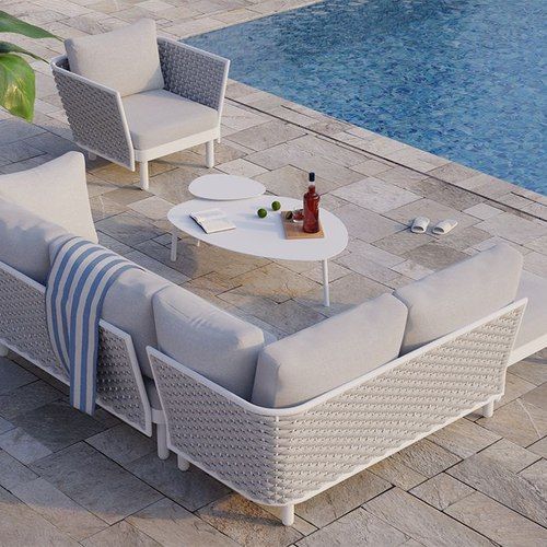 Siano Modular Right Arm 2 Seater - Outdoor - White - Light Grey Cushion