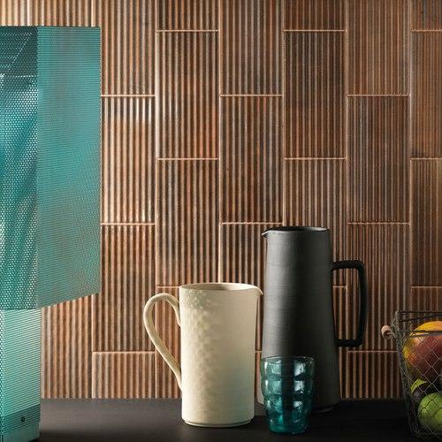 Diesel Living Ribbed Oxide Wall Tiles I Rusty