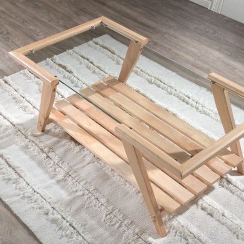 Myer Glass Top Coffee Table | Natural Hardwood Frame