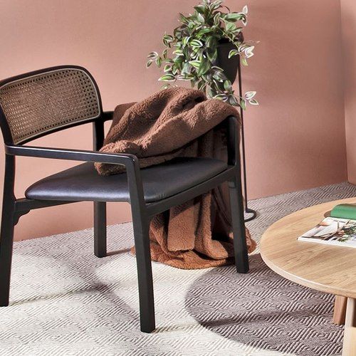 Vika Arm Chair - Black with Cane Back