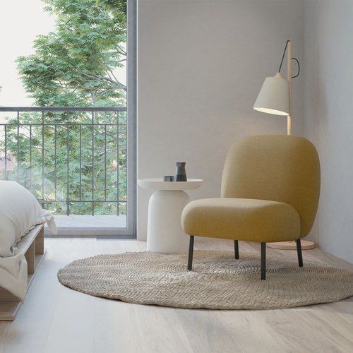 Moulon Lounge Chair - Tuscan Yellow - Brushed Matt Gold Legs