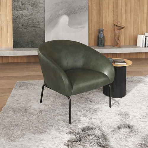 Solace Lounge Chair - Vintage Green Vegan Leather - Brushed Matt Bronze Legs