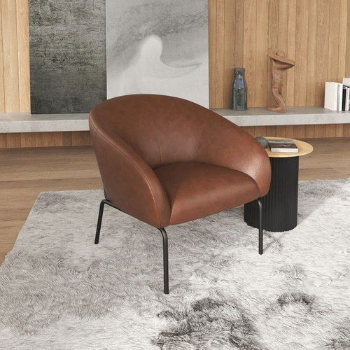 Solace Lounge Chair - Vintage Tan Vegan Leather - Matt Black Legs