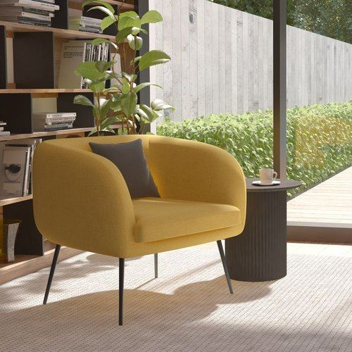 Amour Lounge Chair - Tuscan Yellow - Brushed Matt Gold Legs