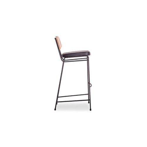 Archie Stool - Black - Natural - Black Pad - 68cm Seat Height (Kitchen Bench height)