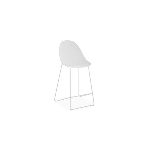 Pebble White Stool Shell Seat - Counter Stool 65cm Seat Height - White Frame