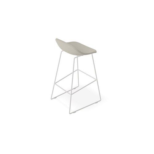 Pop Stool with White Frame and Light Grey Fabric Seat  - 75cm