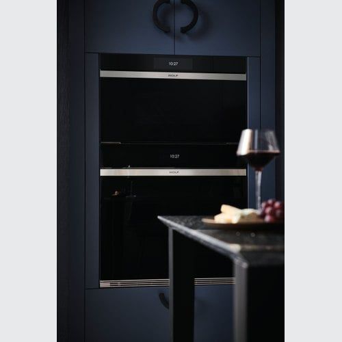Wolf M Series Contemporary Single Oven Black Glass 76cm