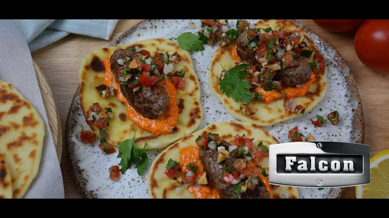 Home Made Cevapcici With Flat Bread & Almond Salsa