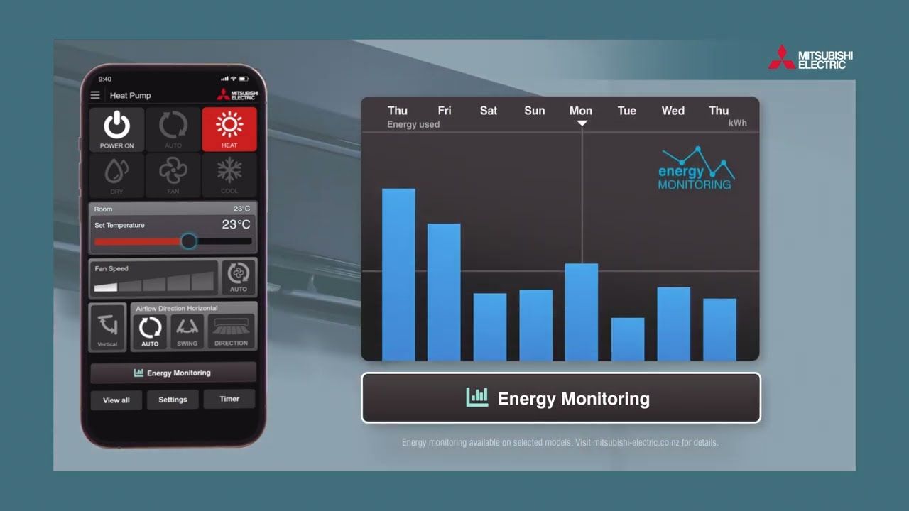Wi-Fi Heat Pump Control Energy Monitoring