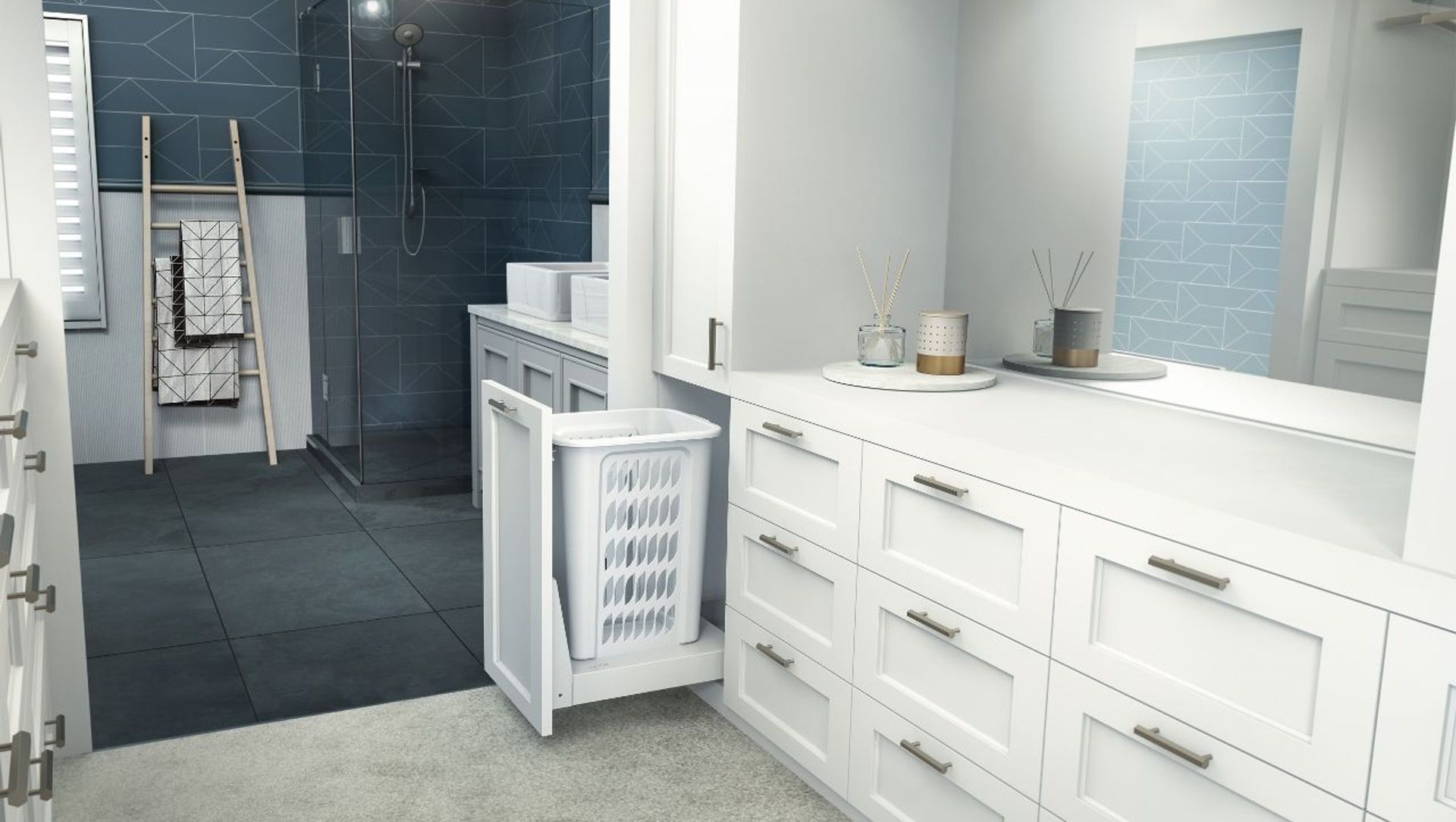 Bathroom / Wardrobe Installation of Hideaway Laundry Hamper banner