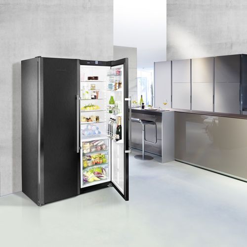 Side By Side Black Steel Fridge Freezer by Liebherr