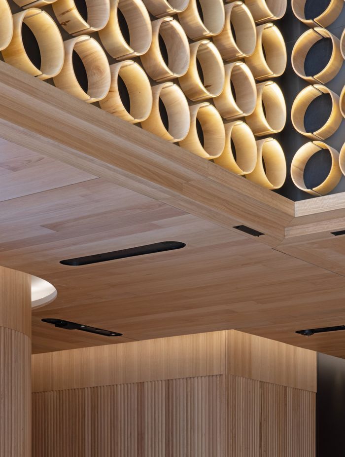 The design Integrated sustainable materials like timber.