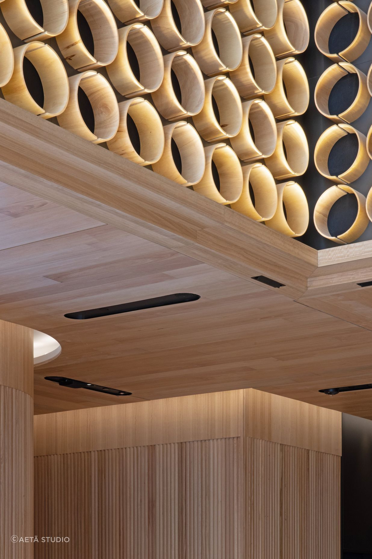 The design Integrated sustainable materials like timber.