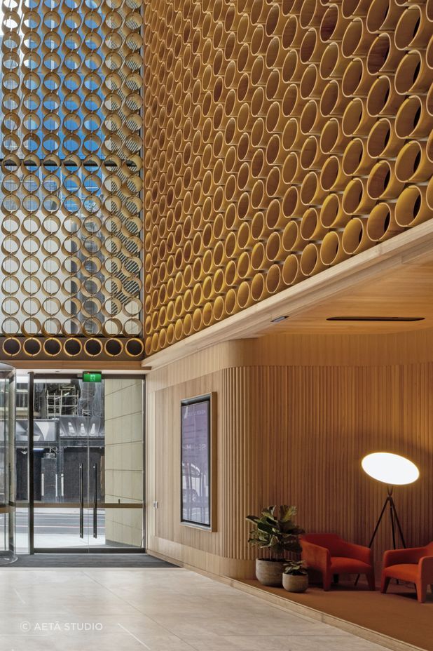 The design makes for a more comfortable foyer.