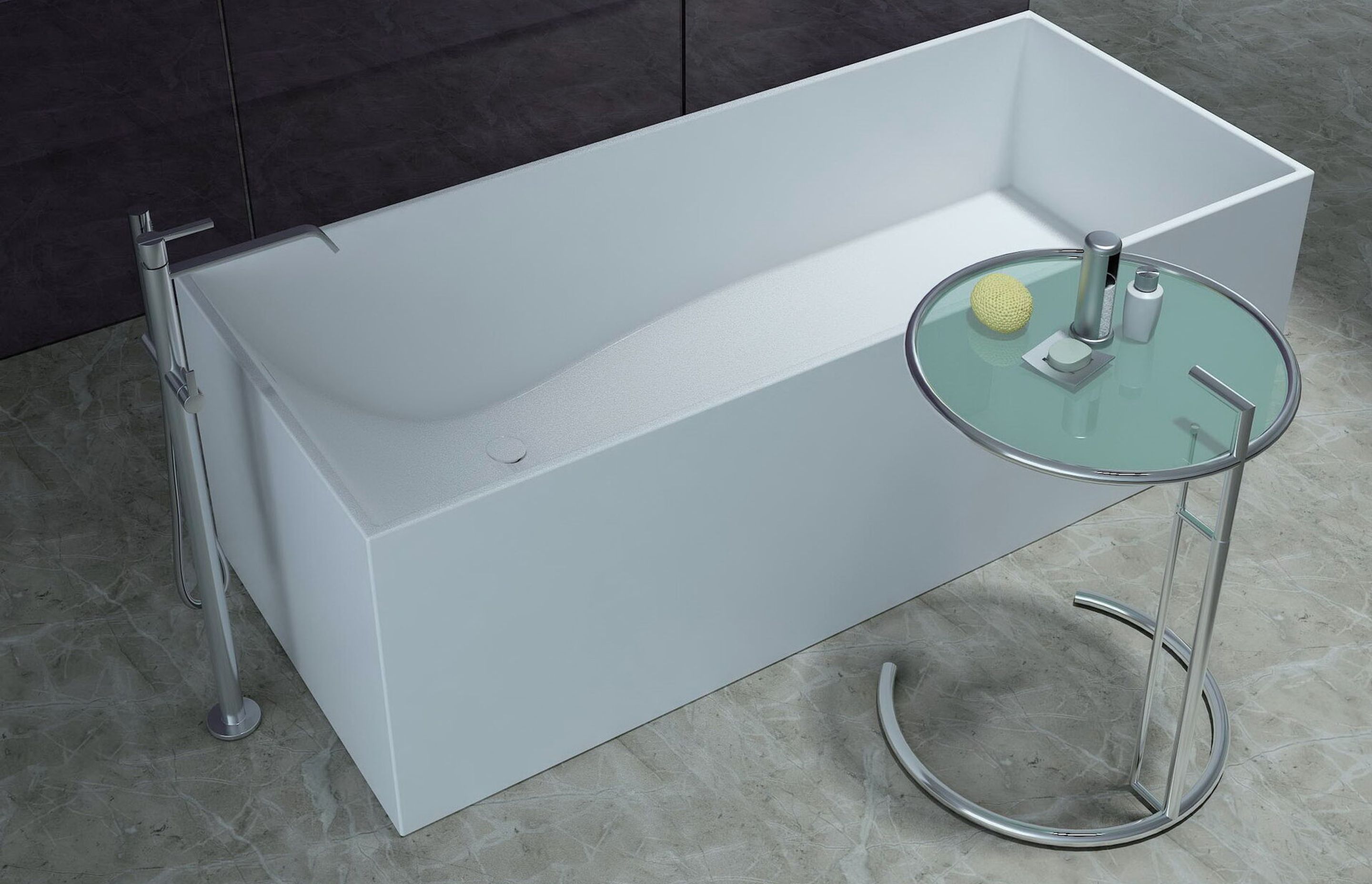 Accessories such as side tables become necessary for a luxury bathing experience, that's why it's important to factor in any other free-standing items into your bathroom design.