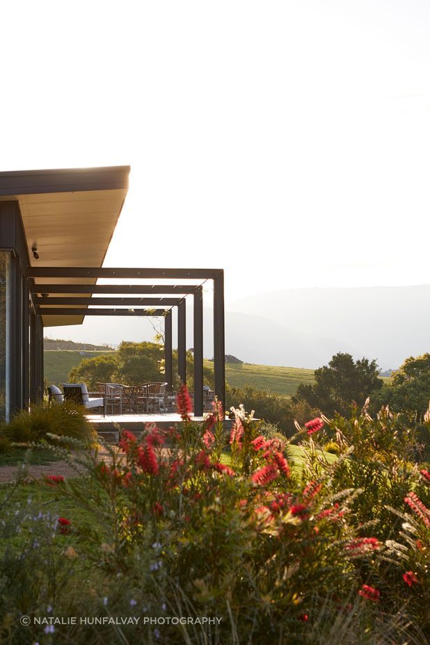 Sunlight shines on the large north-facing porch.