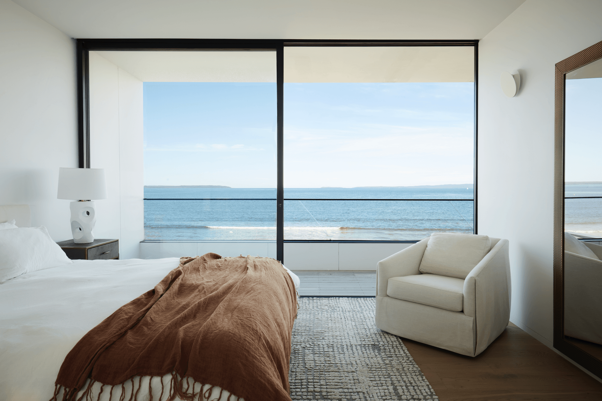 The homeowners wanted the interior to incorporate a minimalist approach with a core palette that goes beyond fleeting interior design trends.