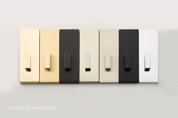 The barn door privacy lock is available in a range of finishes.